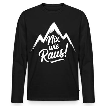 Sortons d’ici – la liberté dans les montagnes - T-shirt manches longues Premium bio Homme - noir - Devant - Nico (187cm)