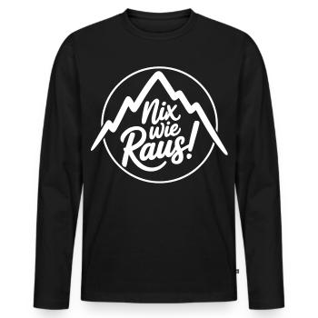 Sortons d’ici – la liberté dans les montagnes - T-shirt manches longues Premium bio Homme - noir - Devant - Nico (187cm)