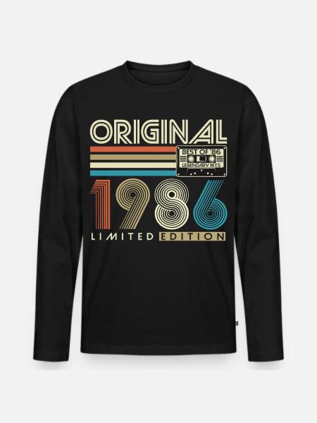 40e anniversaire Rétro Cadeau 1986 - T-shirt manches longues Premium bio Homme - noir