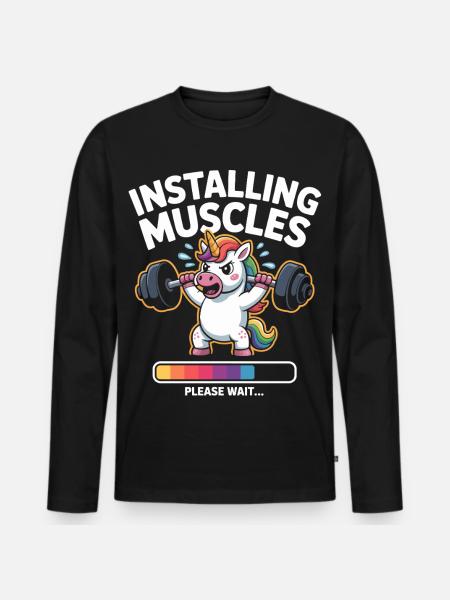 Unicorn lifts weights - Men's Premium Organic Long Sleeve Shirt - black