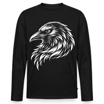Tribal Raven – Mystic Bird Motif - Men's Premium Organic Long Sleeve Shirt - black - Front - Nico (187cm)