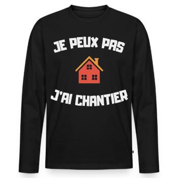 Ich kann nicht, ich habe eine Heim-DIY-Humor-Seite - Männer Premium Bio Langarmshirt - Schwarz - Vorne - Nico (187cm)