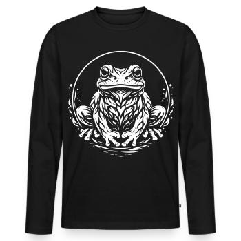 Tribal Frog – Mystical Animal Motif - Men's Premium Organic Long Sleeve Shirt - black - Front - Nico (187cm)