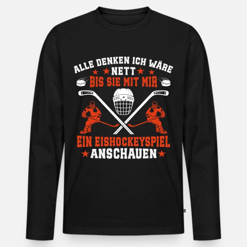 Eishockey eishockeyspieler - Männer Premium Bio Langarmshirt - Schwarz