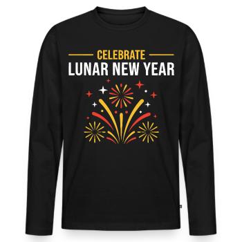 Celebrate Lunar New Year Fireworks - Men's Premium Organic Long Sleeve Shirt - black - Front - Nico (187cm)