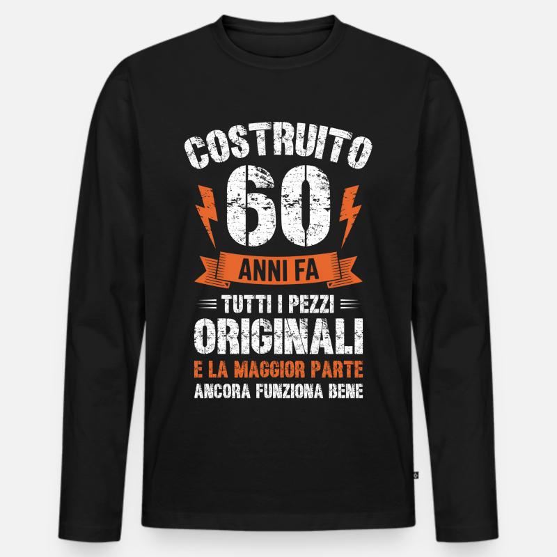 60 Anni fa compleanno retrò divertente - Männer Premium Bio Langarmshirt - Schwarz