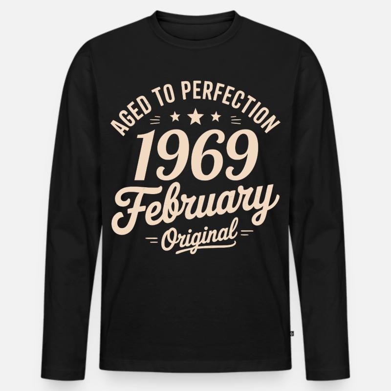 Février 1969 – Februar 1969 - Männer Premium Bio Langarmshirt - Schwarz