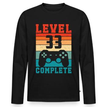 33. Geburtstag Level 33 Complete 33 Jahre Gamer - Männer Premium Bio Langarmshirt - Schwarz - Vorne - Nico (187cm)