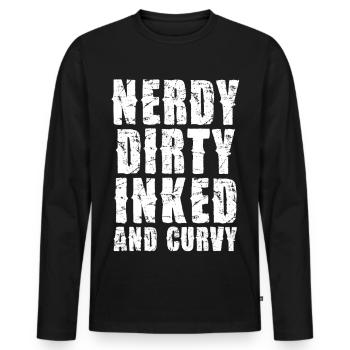 Nerdy Dirty Inked Typo - Männer Premium Bio Langarmshirt - Schwarz - Vorne - Nico (187cm)