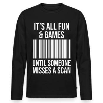 Barcodewitz: Spaß beim Scannen - Männer Premium Bio Langarmshirt - Schwarz - Vorne - Nico (187cm)
