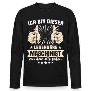 Dictons des machinistes - T-shirt manches longues Premium bio Homme - noir - Devant - Nico (187cm)