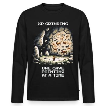 Farming d’XP : Peinture rupestre | Préhistoire - T-shirt manches longues Premium bio Homme - noir - Devant - Nico (187cm)