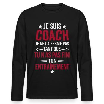 Ich bin Coach, ich höre nicht auf, bis du es getan hast - Männer Premium Bio Langarmshirt - Schwarz - Vorne - Nico (187cm)