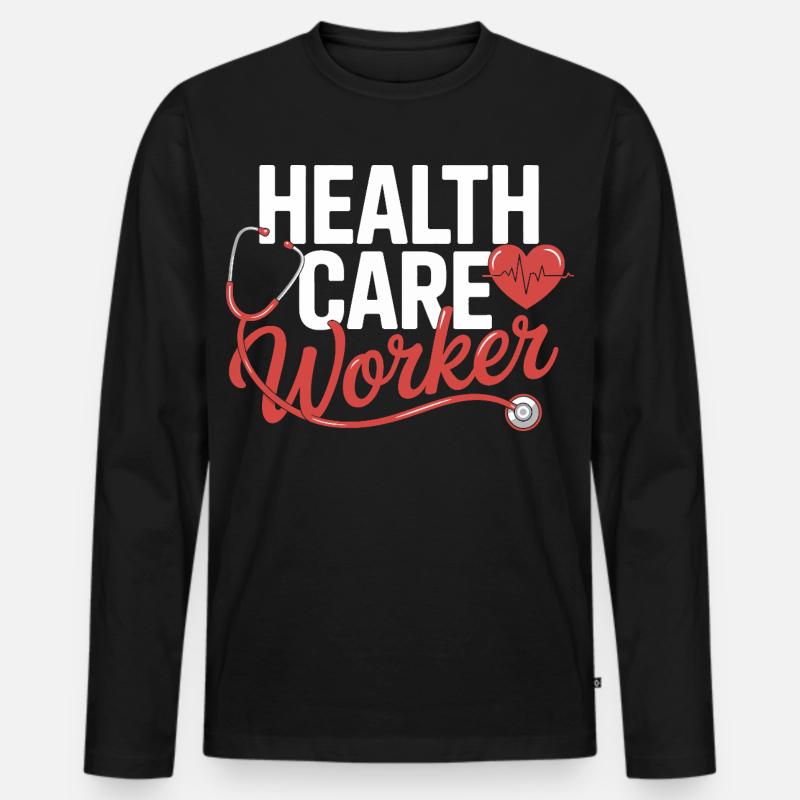Gesundheitsfachkraft Emblem - Männer Premium Bio Langarmshirt - Schwarz