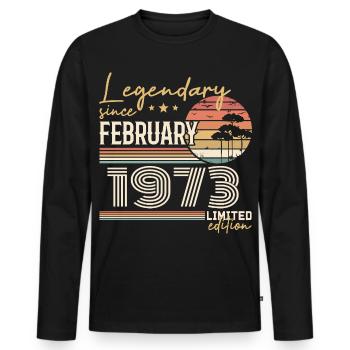 February 1973 Birthday 1973 Legends February - Men's Premium Organic Long Sleeve Shirt - black - Front - Nico (187cm)