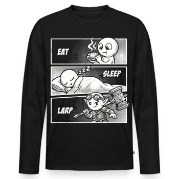 Eat Sleep LARP – The Everyday Life of a Hero - Men's Premium Organic Long Sleeve Shirt - black - Front - Nico (187cm)