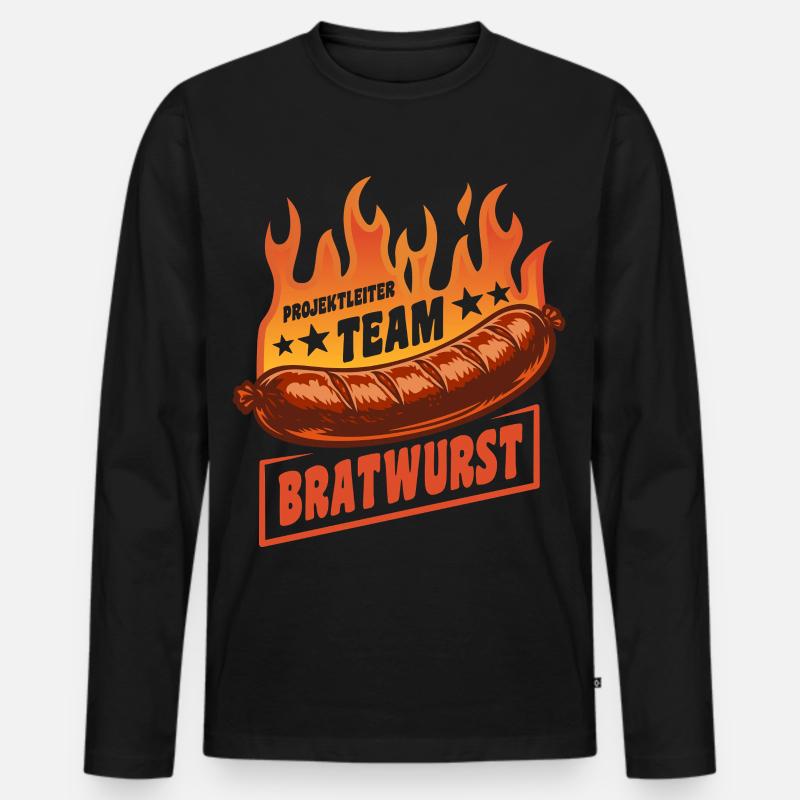 Projektleiter Team Bratwurst | Grillen Feuer - Männer Premium Bio Langarmshirt - Schwarz