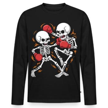 Boxing skeletons in bone rhythm - Men's Premium Organic Long Sleeve Shirt - black - Front - Nico (187cm)