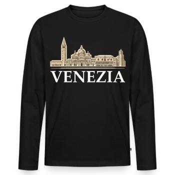 Sensation Venezia - T-shirt manches longues Premium bio Homme - noir - Devant - Nico (187cm)