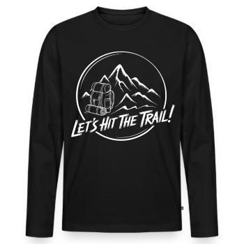 Mountain Trail Adventure Backpack Motif - Men's Premium Organic Long Sleeve Shirt - black - Front - Nico (187cm)