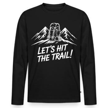 Aventure en sentier : randonnée en montagne - T-shirt manches longues Premium bio Homme - noir - Devant - Nico (187cm)