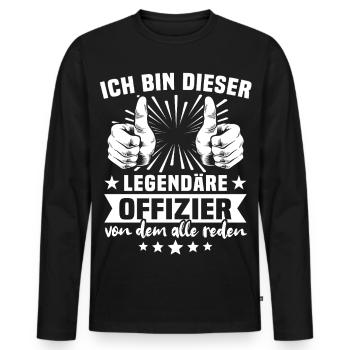 Offizier Legende - Männer Premium Bio Langarmshirt - Schwarz - Vorne - Nico (187cm)