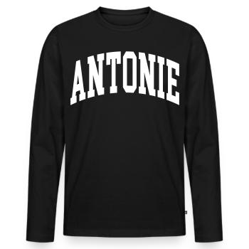 Antonie - T-shirt manches longues Premium bio Homme - noir - Devant - Nico (187cm)