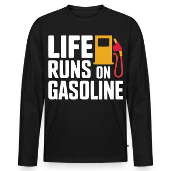 La vie fonctionne sur la conception à essence - T-shirt manches longues Premium bio Homme - noir - Devant - Nico (187cm)