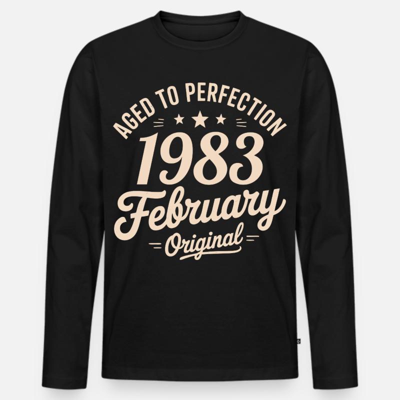 Février 1983 – Februar 1983 - Männer Premium Bio Langarmshirt - Schwarz