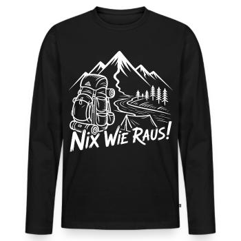 Nothing like Raus Mountain Motif Hiking Motif - Men's Premium Organic Long Sleeve Shirt - black - Front - Nico (187cm)