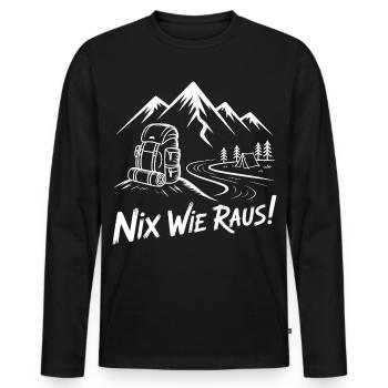 Allons partir à l’aventure de randonnée en montagne - T-shirt manches longues Premium bio Homme - noir - Devant - Nico (187cm)