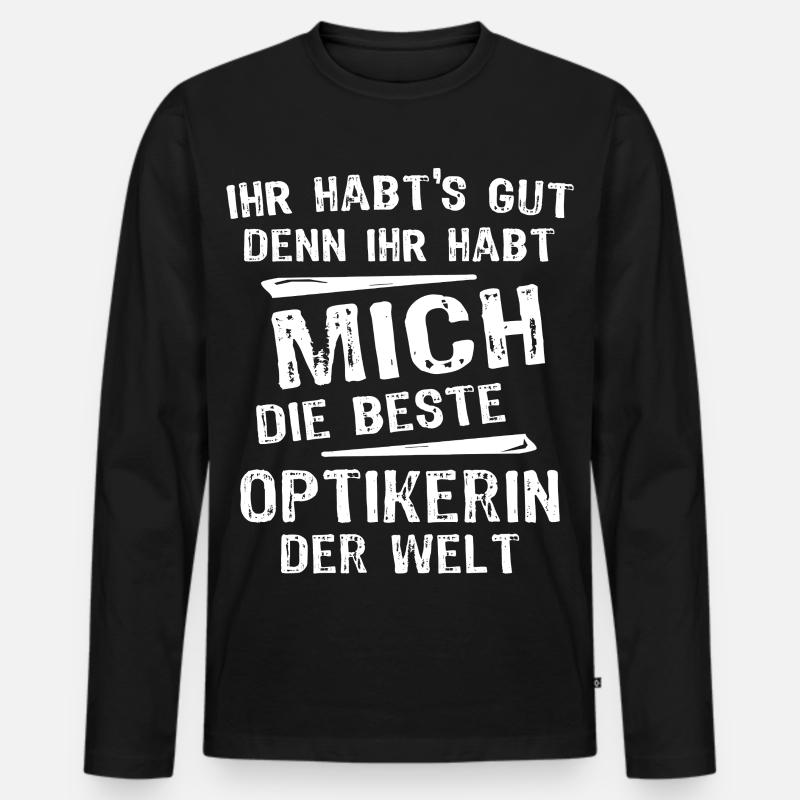 Optikerin - Männer Premium Bio Langarmshirt - Schwarz