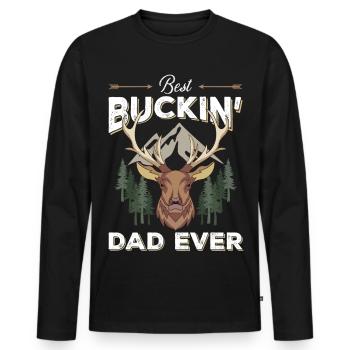 Meilleur Papa Buckin' De Tous - T-shirt manches longues Premium bio Homme - noir - Devant - Nico (187cm)