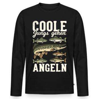Fishing Angler Fisherman Fish Funny Angler Saying - Men's Premium Organic Long Sleeve Shirt - black - Front - Nico (187cm)