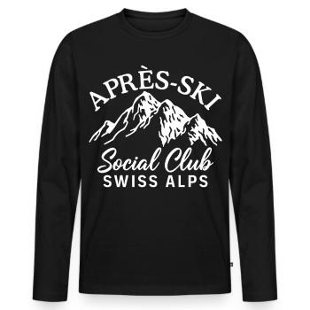 Après Ski Social Club Alpes suisses - T-shirt manches longues Premium bio Homme - noir - Devant - Nico (187cm)