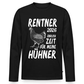 Poules des retraités 2026 - T-shirt manches longues Premium bio Homme - noir - Devant - Nico (187cm)