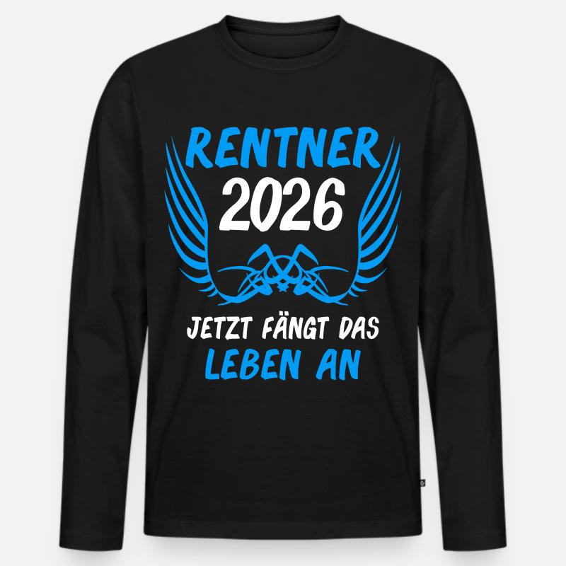 Rentner 2026 Ruhestand Geschenk - Männer Premium Bio Langarmshirt - Schwarz