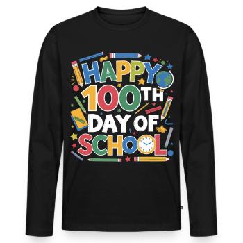 100th Day School Celebration - Männer Premium Bio Langarmshirt - Schwarz - Vorne - Nico (187cm)