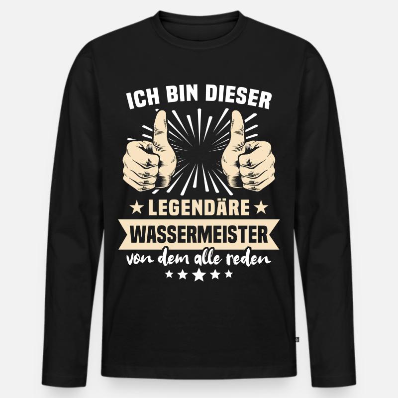 Wassermeister Sprüche - Männer Premium Bio Langarmshirt - Schwarz