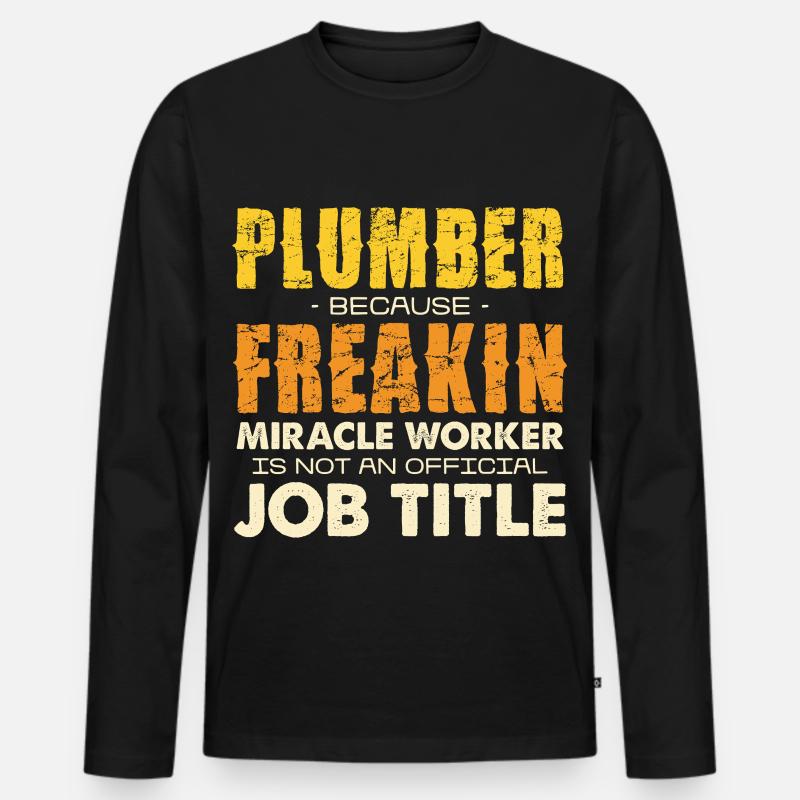 Plumber Wunderhandwerker Humor - Männer Premium Bio Langarmshirt - Schwarz