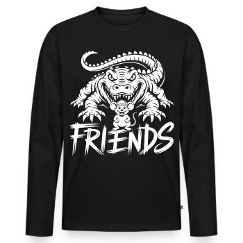 Friends for Life – Crocodile and Mouse - Men's Premium Organic Long Sleeve Shirt - black - Front - Nico (187cm)