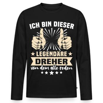 Dreher Sprüche - Männer Premium Bio Langarmshirt - Schwarz - Vorne - Nico (187cm)
