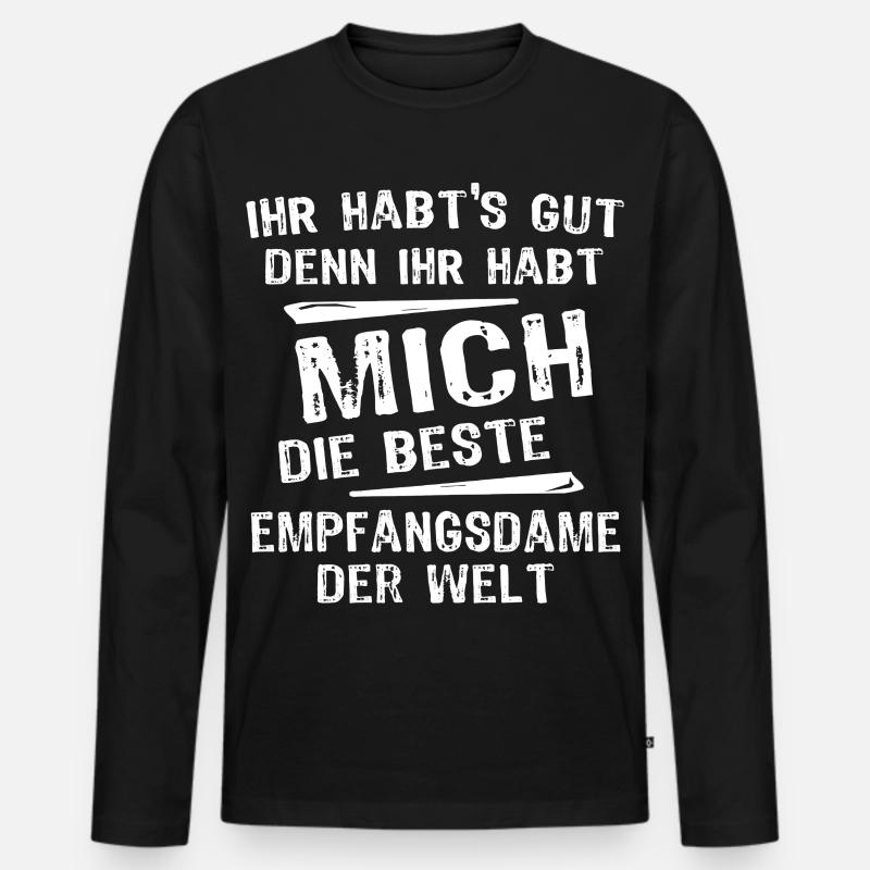 Empfangsdame - Männer Premium Bio Langarmshirt - Schwarz