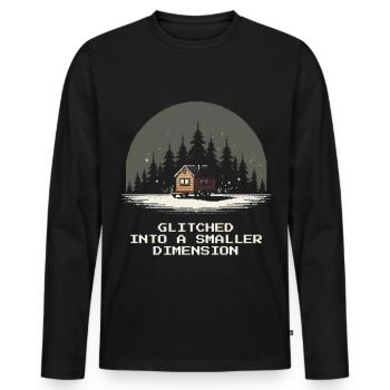 Kleinere Dimension geglitcht | Mikrohaus - Männer Premium Bio Langarmshirt - Schwarz - Vorne - Nico (187cm)