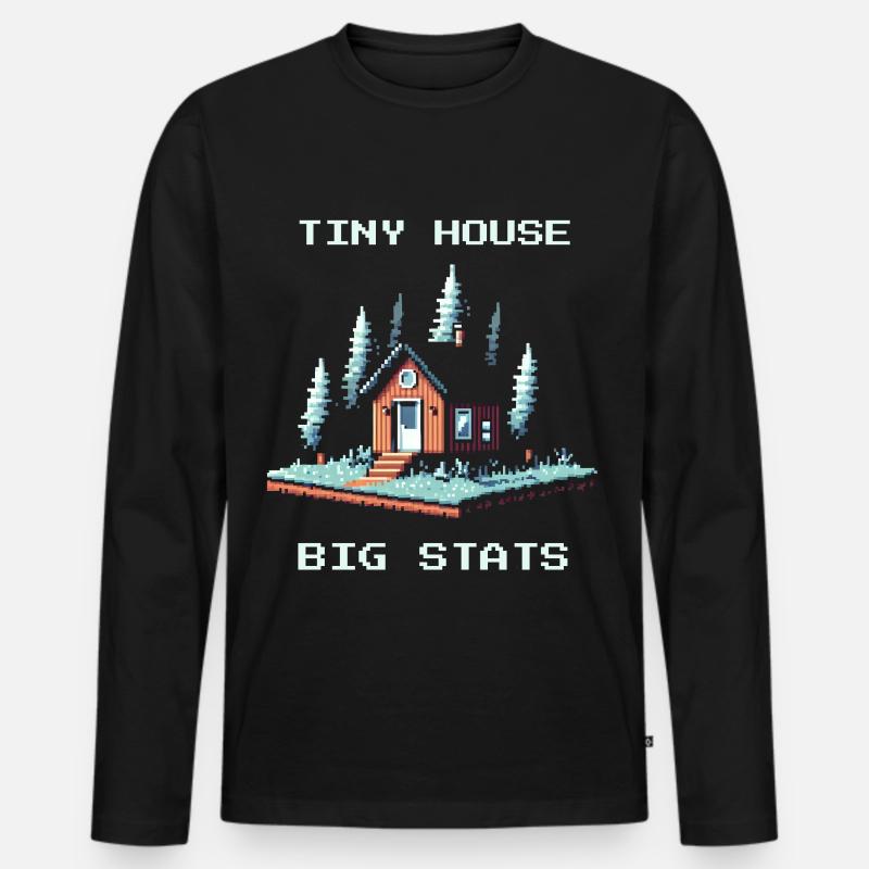 Tiny House, große Werte | Minimalismus - Männer Premium Bio Langarmshirt - Schwarz