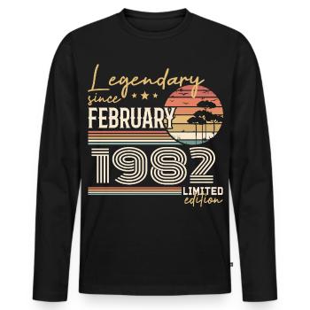 February 1982 Anniversary 1982 Legends February - Men's Premium Organic Long Sleeve Shirt - black - Front - Nico (187cm)