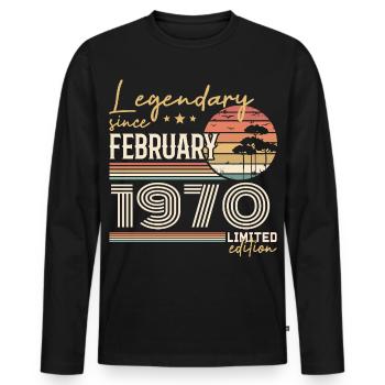 Février 1970 anniversaire 1970 légendes Février - T-shirt manches longues Premium bio Homme - noir - Devant - Nico (187cm)