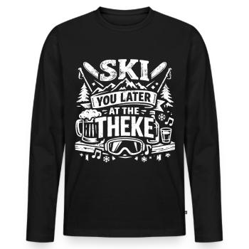 Skie plus tard au Theke | Après Ski - T-shirt manches longues Premium bio Homme - noir - Devant - Nico (187cm)