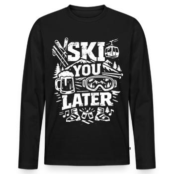 Skier plus tard - Sports d’hiver après ski - T-shirt manches longues Premium bio Homme - noir - Devant - Nico (187cm)