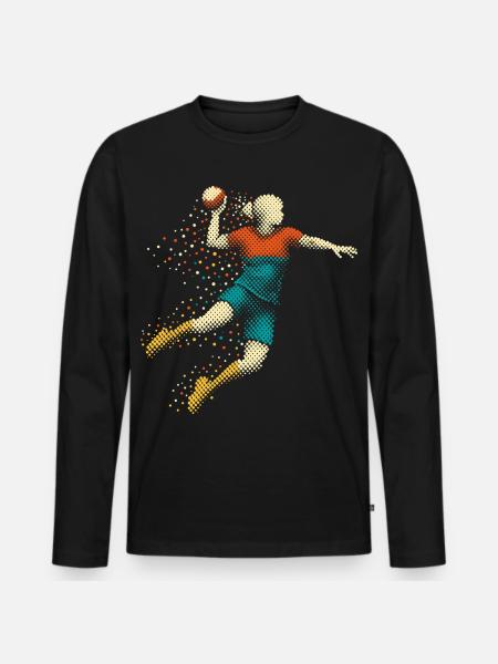 handball mädchen - Männer Premium Bio Langarmshirt - Schwarz
